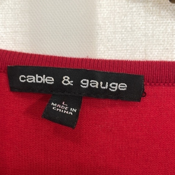 Cable And Gauge Red Rhinestone Zipper Front Sweater - Picture 3 of 9